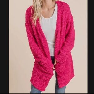 NWT Hot Pink Cardigan with Pockets, Small